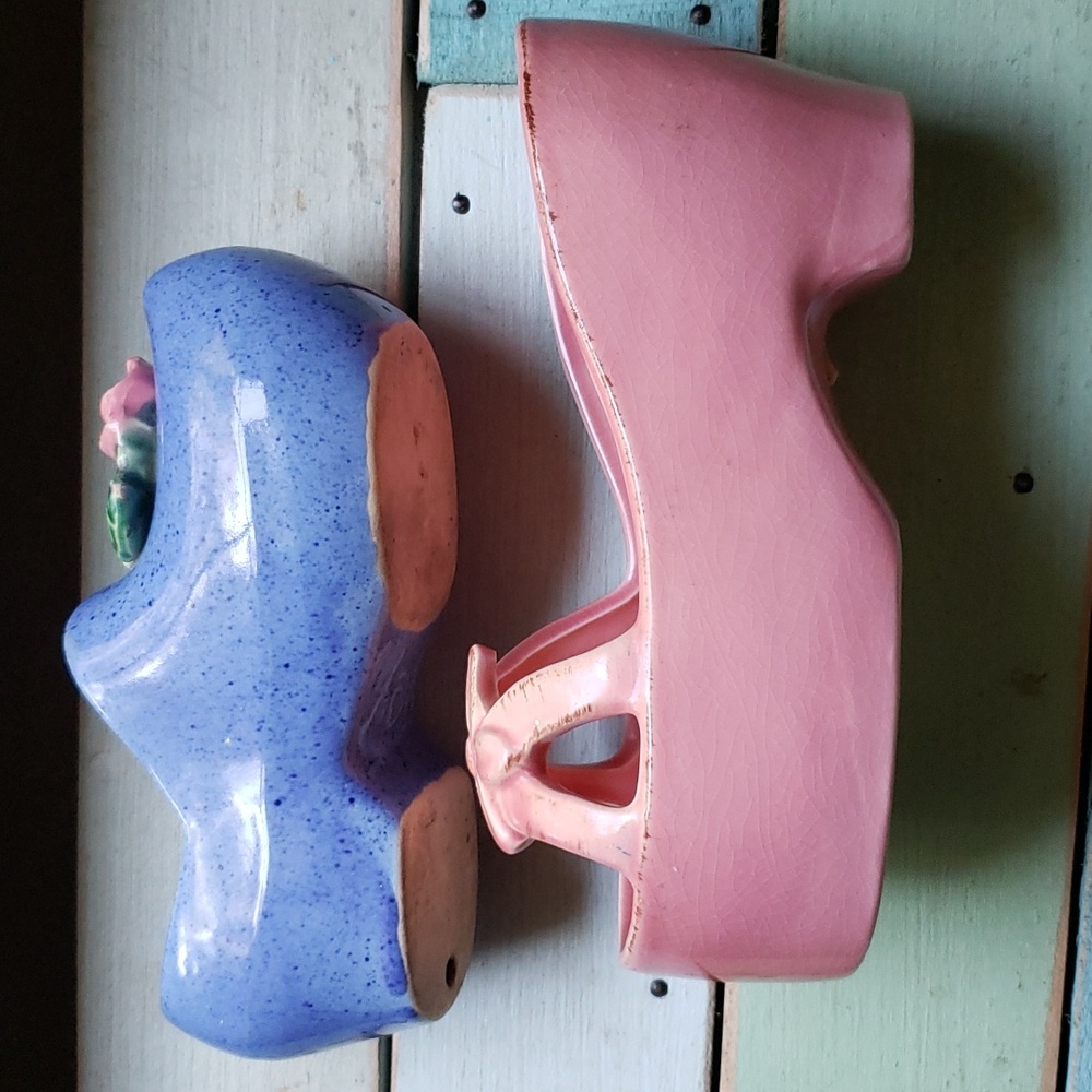 Pink ceramic shoe planter